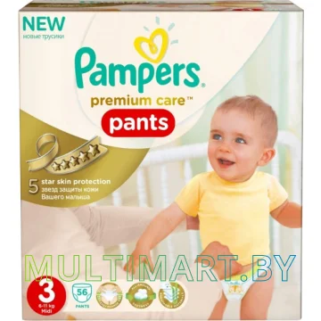 Подгузники-трусики Pampers Premium Care Pants 3 Midi (56 шт)